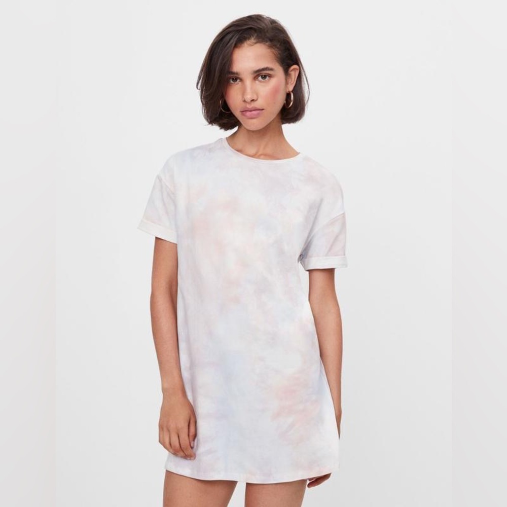 Bershka T Shirt Mini Dress in Tie Dye Size: Small